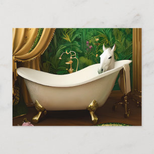 White Horse in a Bathtub Postcard