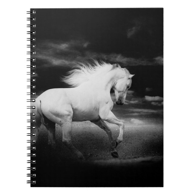 White Horse in Black and White Notebook (Front)
