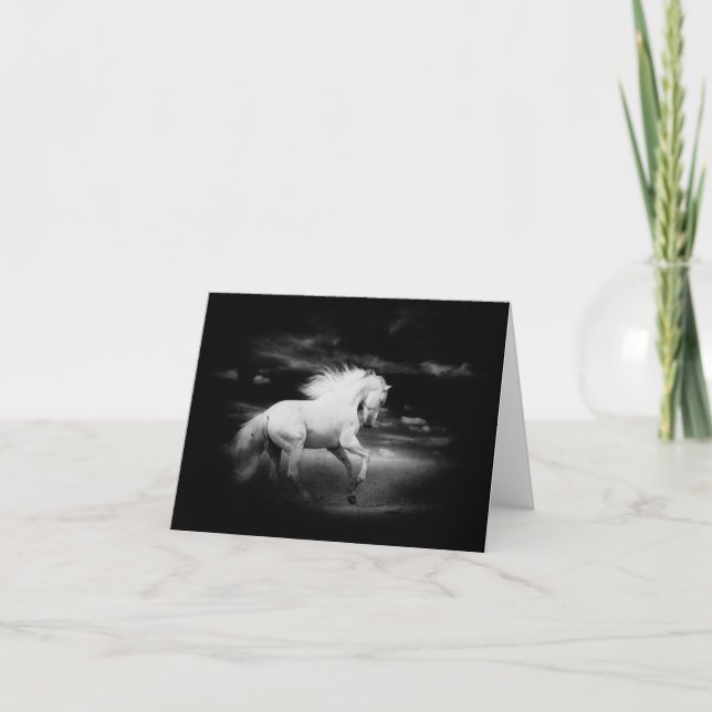 White Horse in Black and White Thank You Card (Front)