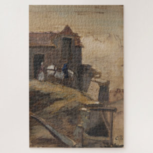 White Horse in Front of a Farm 1861-64 by Pissarro Jigsaw Puzzle