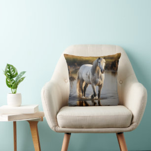 White Horse in Lake Cushion