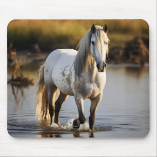 White Horse in Lake Mouse Pad