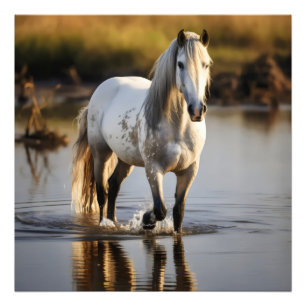 White Horse in Lake Photo Print
