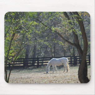 White Horse in trees Mouse Pad