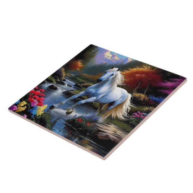 White horse  Keep or design your own Ceramic Tile (Side)