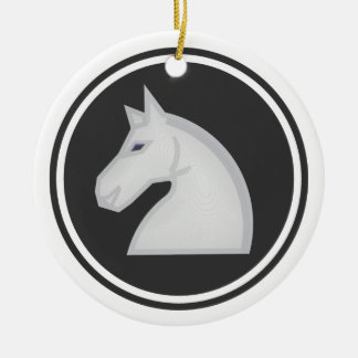 White Horse Knight Chess Ceramic Tree Decoration