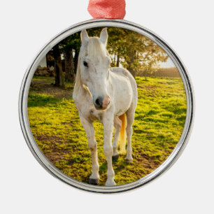 White Horse Metal Ornament