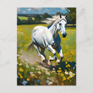 White Horse on a Wildflower Meadow Postcard