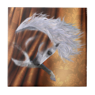 White Horse on Copper - customisable background Ceramic Tile