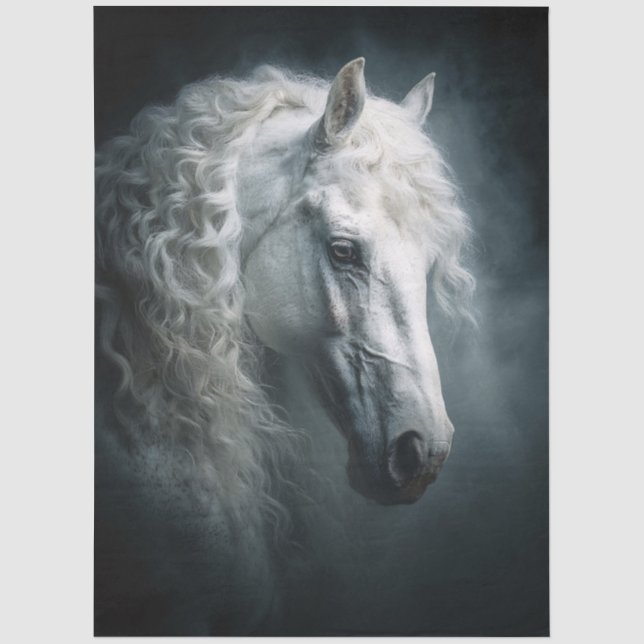 White Horse Phantom Steed Decoupage Tissue Paper (Front)