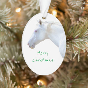White Horse Photo Ornament