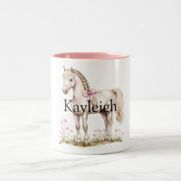 White Horse Pink Bow Floral Birthday