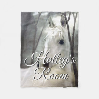 White Horse Portrait Painting Art Personalised Fleece Blanket