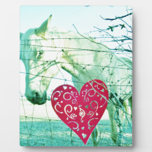 White Horse Red Heart Valentine Plaque