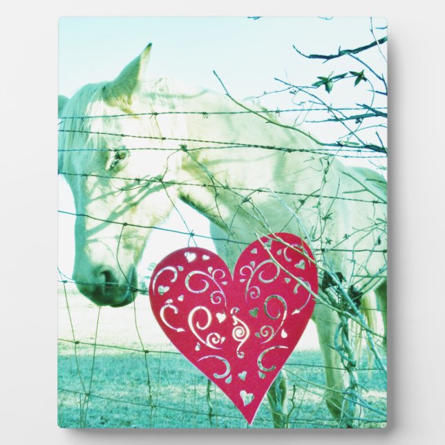 White Horse Red Heart Valentine Plaque (Front)