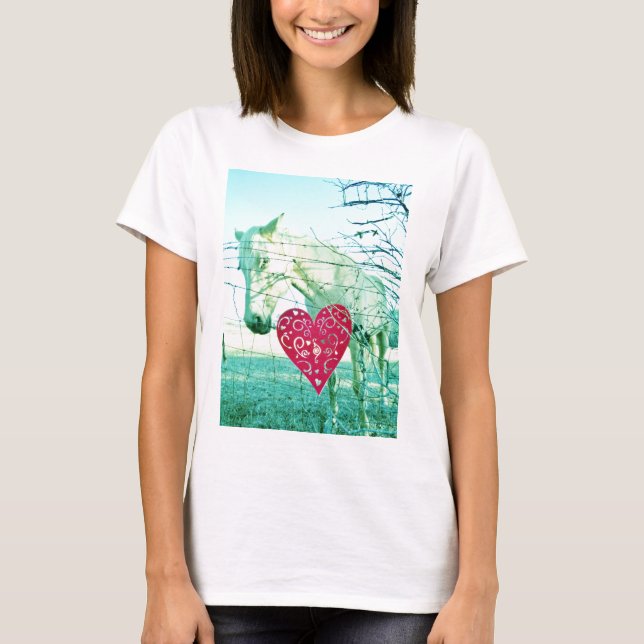 White Horse Red Heart Valentine T-Shirt (Front)