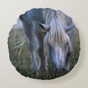 White Horse Round Cushion