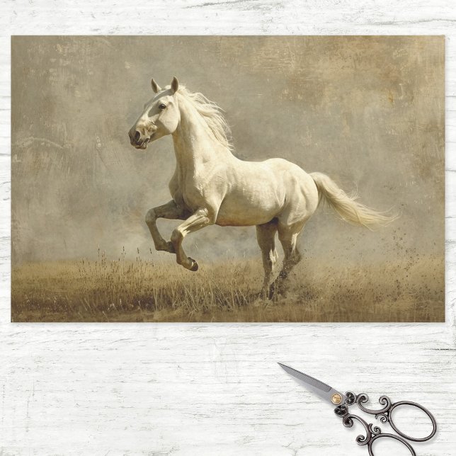 White Horse Running Oil Painting Decoupage Tissue Paper (Creator Uploaded)