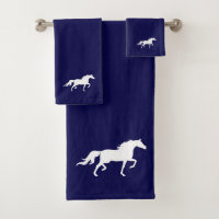 White Horse Silhouette on Navy Blue