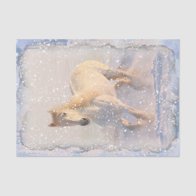 White Horse Snow Decoupage Tissue Paper (Front)