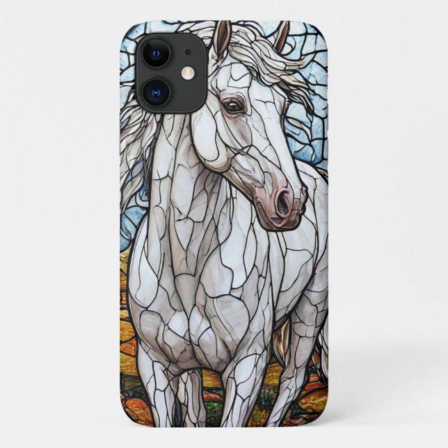 White Horse stained glass Case-Mate iPhone Case (Back)