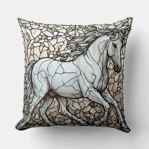 White Horse Stained Glass Cushion