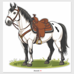White Horse Standing In Grassy Field