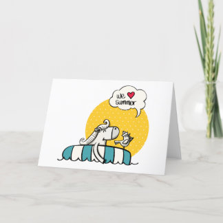White horse swimming with bird thank you card