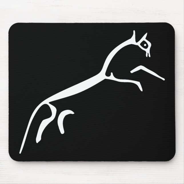 White Horse (Uffington Castle) - Black Mouse Pad (Front)