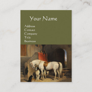 White Horse With Dogs, Green Business Card