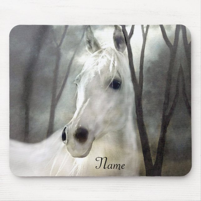 White Horse with Name Mouse Pad (Front)