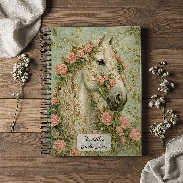 White Horse with Roses Notebook (Creator Uploaded)