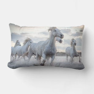 White Horses Lumbar Cushion