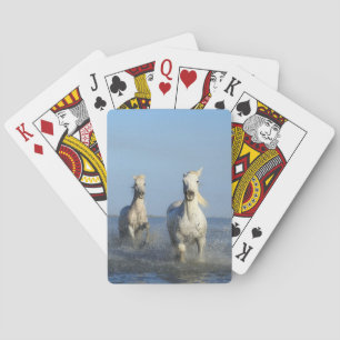 White Horses Running at the Beach Playing Cards