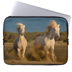 White Horses Running On Beach Camargue, France Laptop Sleeve