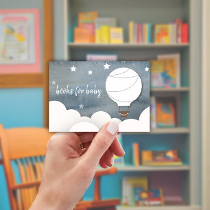 White Hot Air Balloon Neutral Baby Book Request Invitation