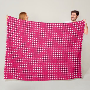 White, Hot Pink and Black Polka Dots Fleece Blanket