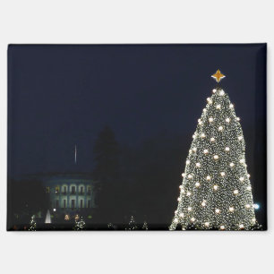 White House and National Tree Christmas Holiday DC Magnet