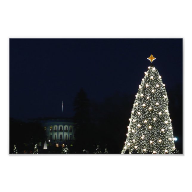 White House and National Tree Christmas Holiday DC Photo Print (Front)
