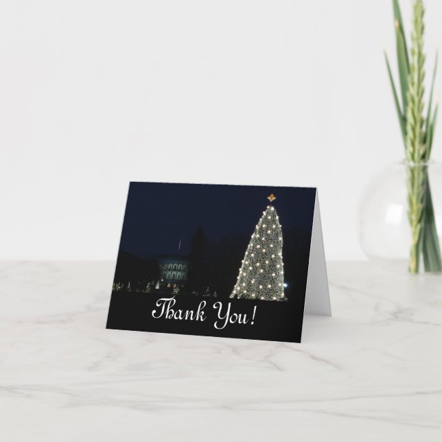 White House and National Tree Christmas Holiday DC Thank You Card (Front)