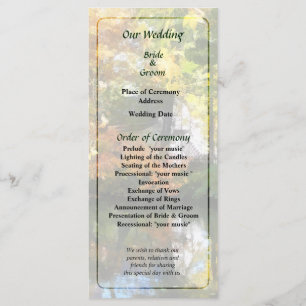 White House by Lake in Autumn Wedding Program