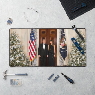 White House Christmas Donald Trump & Melania Desk Mat