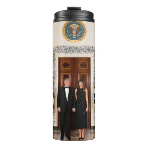 White House Christmas Donald Trump & Melania Thermal Tumbler