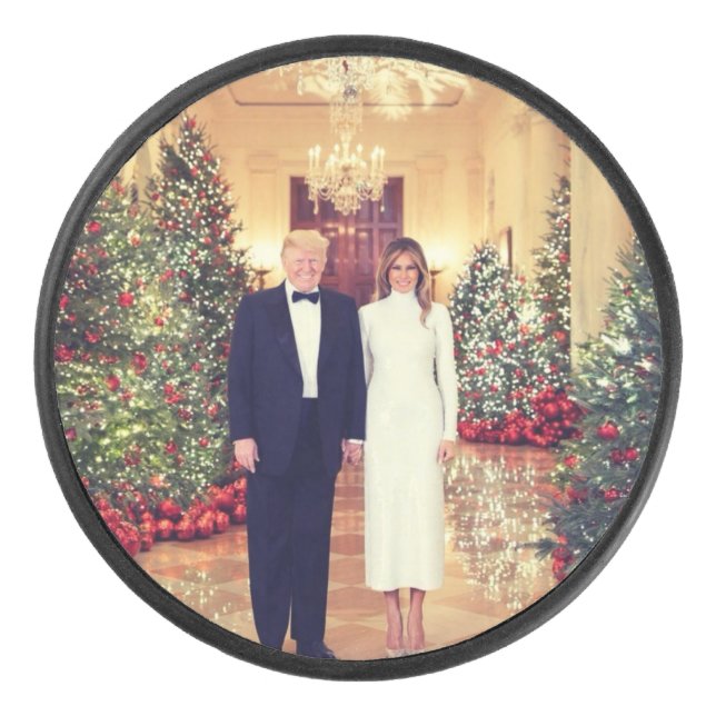 White House Christmas President Donald Trump  Hockey Puck (Front)