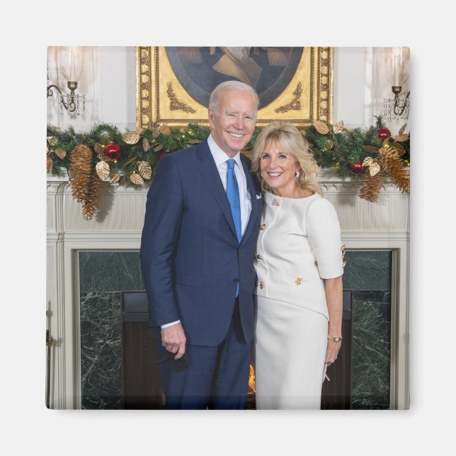 White House Christmas President Joe Biden Photo Magnet (Front)