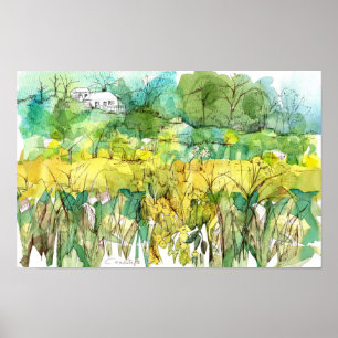 White House Country Cowslips Wildflowers Spring Poster