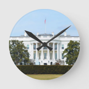 White House From The Lawn Round Clock