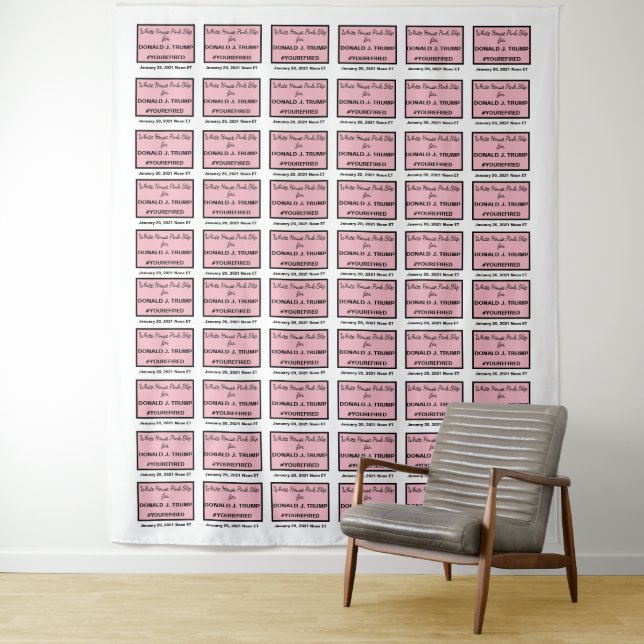 White House Pink Slip Trump Selfie Photo Backdrop Tapestry (In Situ)