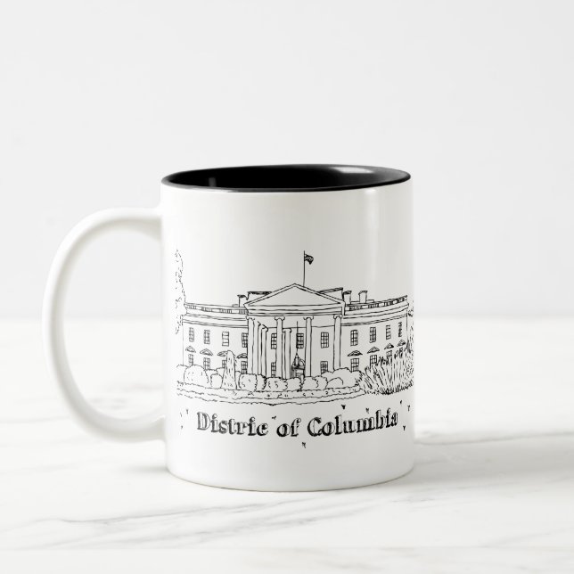 White House Vacation Drawing Vacation Art Travelin Two-Tone Coffee Mug (Left)
