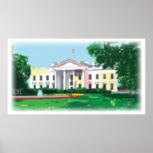 White House - Washington DC digital painting Poster